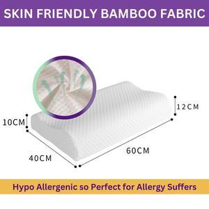 Multi Height Bamboo Pillow Memory Foam,Bamboo Cool Max Memory Foam Travel Pillow, Deep Sleep Neck pillow, New Upgraded Ergonomic Design, Removable & Washable Cover (Pack of 1 Pillow) - 4A's Global