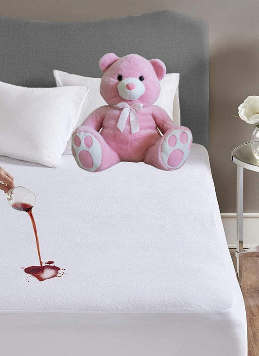 Teddy Bear Waterproof Fitted Bedsheets, TerryTowel Mattress Protector Topper Cover Non Noisy Breathable