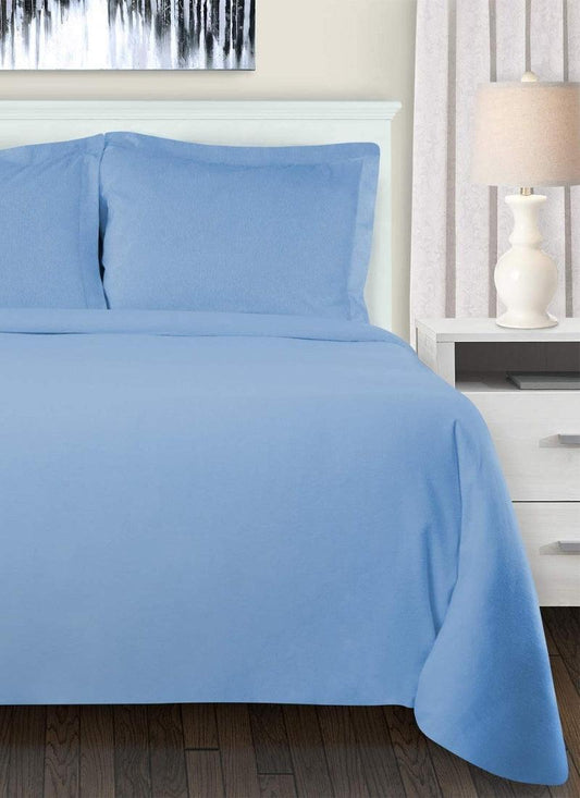 Double Duvet Cover - Plain Dyed Percale Duvet Quilt Cover Navy Solid Soft Double Bedding Duvet Cover Set with 2 Matching Pillowcases -Baby Blue