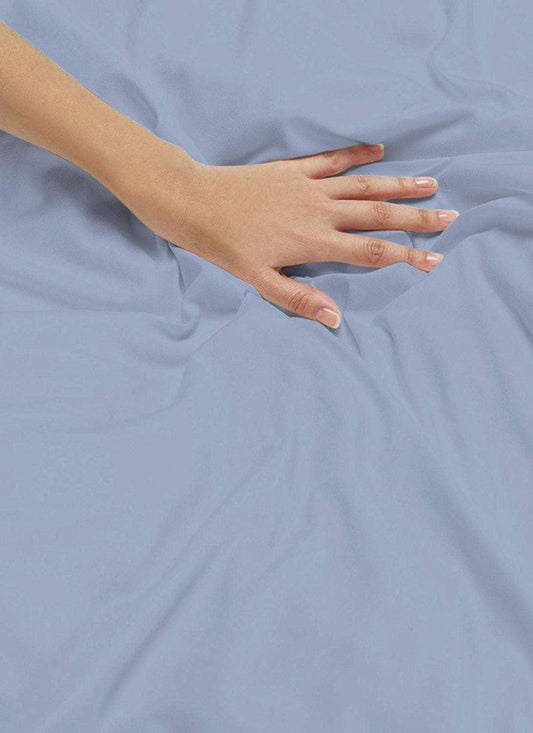 Double Duvet Cover - Plain Dyed Percale Duvet Quilt Cover Navy Solid Soft Double Bedding Duvet Cover Set with 2 Matching Pillowcases -Baby Blue