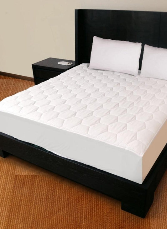 Waterproof Mattress Protector Elasticized Skirt 30cm Extra Deep Rich Quilted Light Weight Soft Luxury Cotton Thin Sheets Fitted Cover Sheet soft flat weave - Hexagonal Design