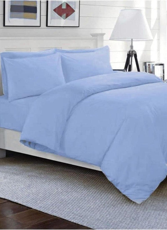 Double Duvet Cover - Plain Dyed Percale Duvet Quilt Cover Navy Solid Soft Double Bedding Duvet Cover Set with 2 Matching Pillowcases -Baby Blue