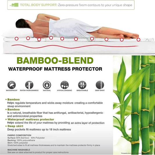 Bamboo Mattress Topper 2.5cm Anti Slip Gel Memory Foam
