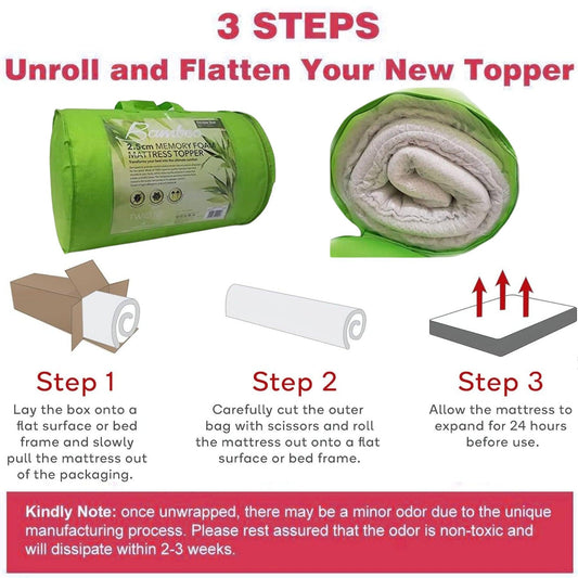 Bamboo Mattress Topper 2.5cm Anti Slip Gel Memory Foam