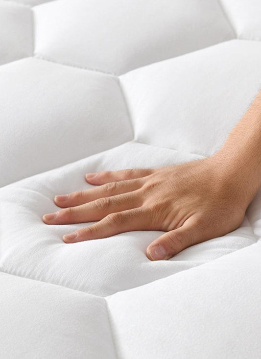 Waterproof Mattress Protector Elasticized Skirt 30cm Extra Deep Rich Quilted Light Weight Soft Luxury Cotton Thin Sheets Fitted Cover Sheet soft flat weave - Hexagonal Design