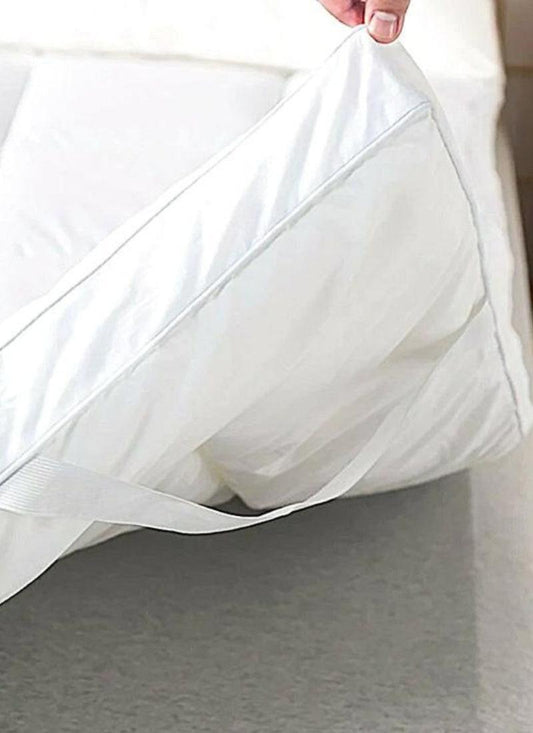 4AS Microfiber Mattress Topper 4 Inch/10cm Luxury Box Stitched Elasticated Corner Straps Quilted