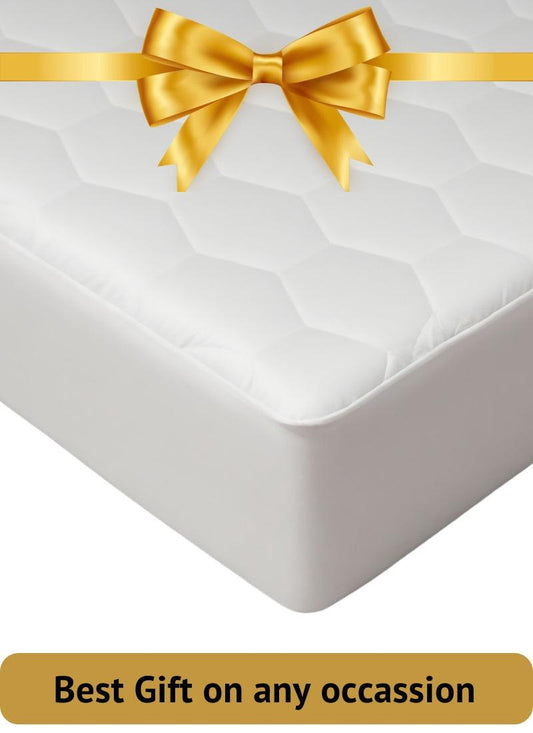 Waterproof Mattress Protector Elasticized Skirt 30cm Extra Deep Rich Quilted Light Weight Soft Luxury Cotton Thin Sheets Fitted Cover Sheet soft flat weave - Hexagonal Design
