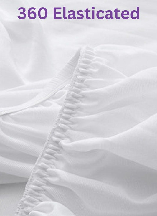Waterproof Mattress Protector Elasticized Skirt 30cm Extra Deep Rich Quilted Light Weight Soft Luxury Cotton Thin Sheets Fitted Cover Sheet soft flat weave - Hexagonal Design