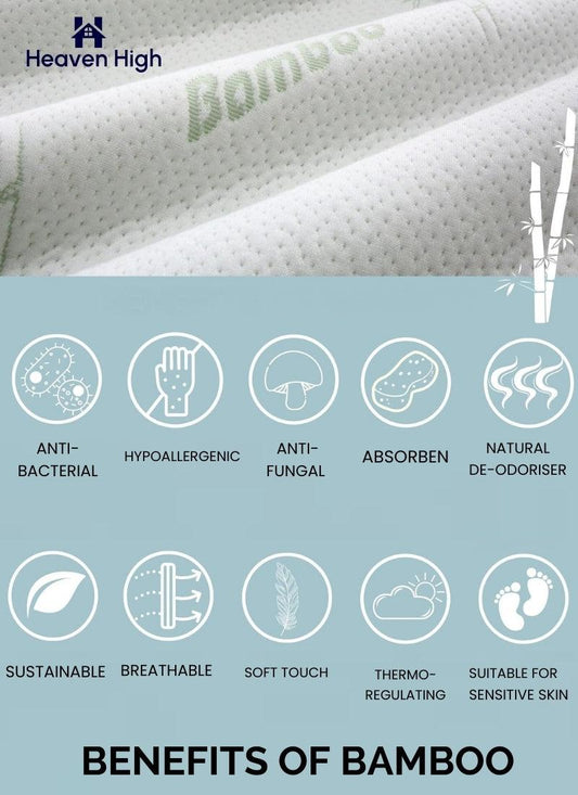 40D Bamboo Mattress Topper 2.5 Gel Memory Foam, Anti Slip Memory Foam , 300gsm by Heaven High