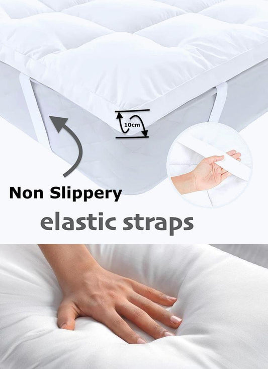 High Living Microfiber Mattress Topper 4 Inch/10cm Luxury Full Size Bed Soft Firm Pad, Box Stitched Elasticated Corner Straps