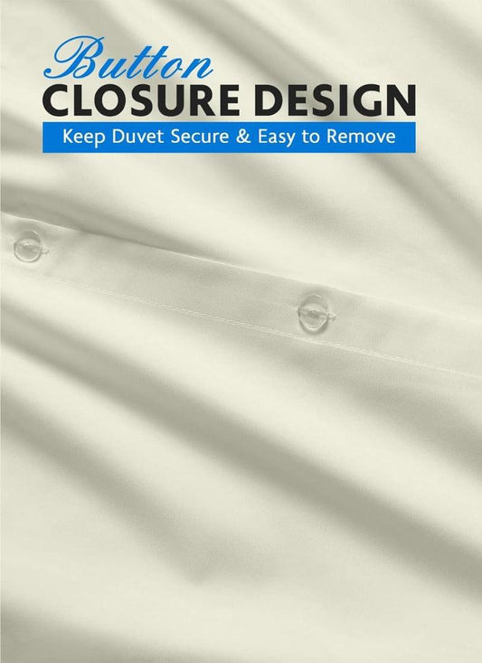 Double Duvet Cover - Plain Dyed Percale Duvet Quilt Cover Navy Solid Soft Double Bedding Duvet Cover Set with 2 Matching Pillowcases - Cream