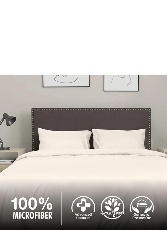 Double Duvet Cover - Plain Dyed Percale Duvet Quilt Cover Navy Solid Soft Double Bedding Duvet Cover Set with 2 Matching Pillowcases - Cream