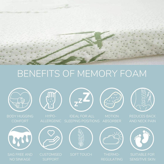 Bamboo Mattress Topper 2.5cm Anti Slip Gel Memory Foam