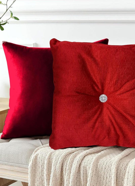 Teddy Bear Cushion with Diamante Button Square Filled 17 inch Panache Havana