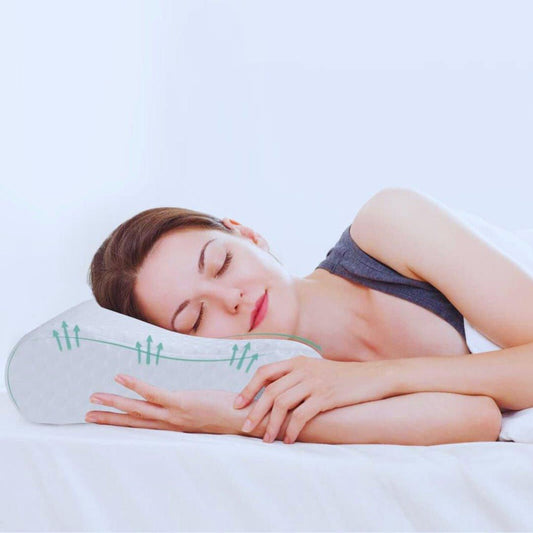 High Living Pillow Memory Foam Neck Contour Air Flow Pillow With Cool Touch for Neck Zipped Washable Cover Memory Foam Pillow High Living