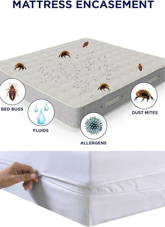 Waterproof Mattress Encasement Protector Zipped cover , Bed Bug Proof ,6 Sided Protection Bedding Matress Protector -WASHABLE
