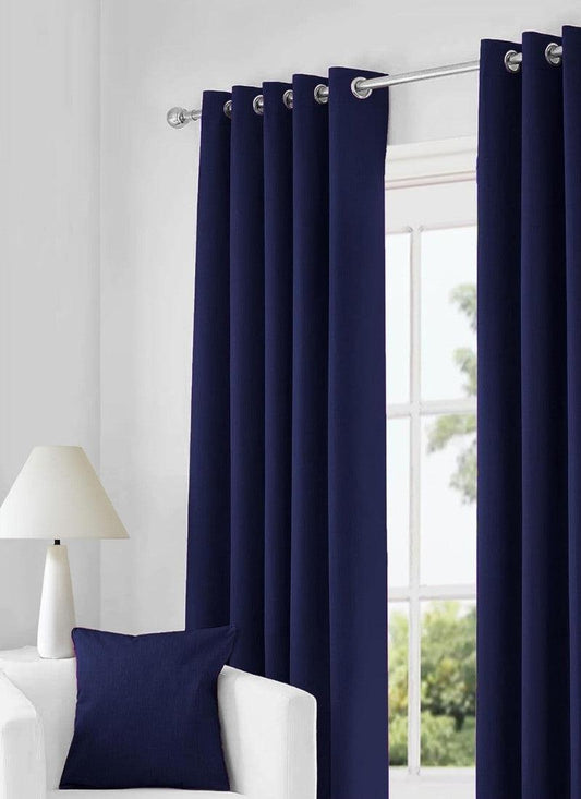 Thermal Thick Blackout Eyelet Ring Curtain - Blackout Curtains - Navy Blue