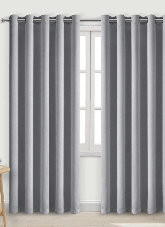 Thermal Thick Blackout Eyelet Ring Curtain - Blackout Curtains Silver
