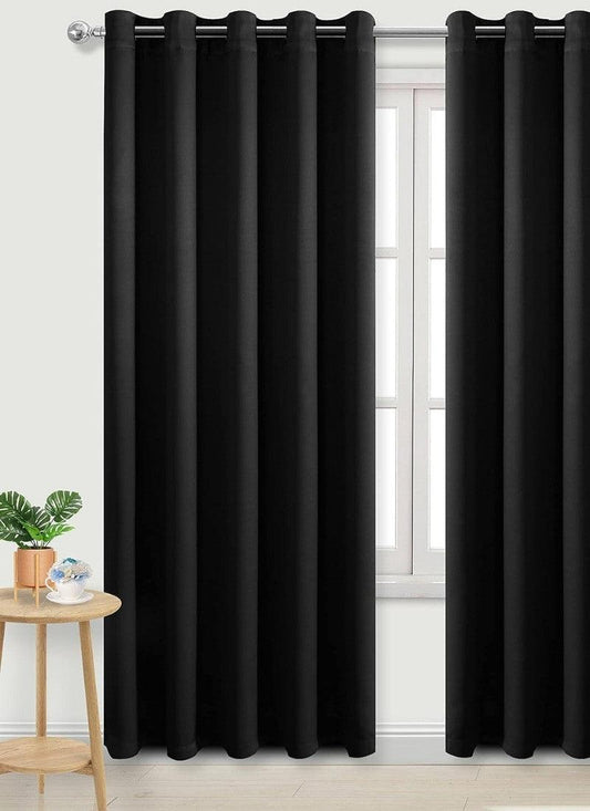 Thermal Thick Blackout Eyelet Ring Curtain - Blackout Curtains Black