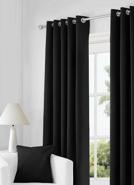 Thermal Thick Blackout Eyelet Ring Curtain - Blackout Curtains Black
