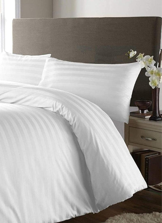Microfibre Duvet Cover Satin Stripe Bedding Set Quilt Duvet Covers, Solid Soft & Comfy Bedding Cover Set Breathable Machine Wash
