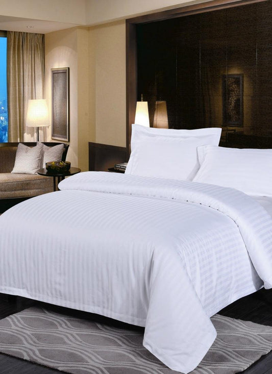 Microfibre Duvet Cover Satin Stripe Bedding Set Quilt Duvet Covers, Solid Soft & Comfy Bedding Cover Set Breathable Machine Wash