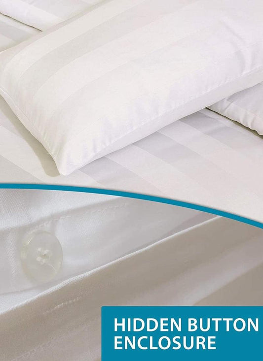 Microfibre Duvet Cover Satin Stripe Bedding Set Quilt Duvet Covers, Solid Soft & Comfy Bedding Cover Set Breathable Machine Wash