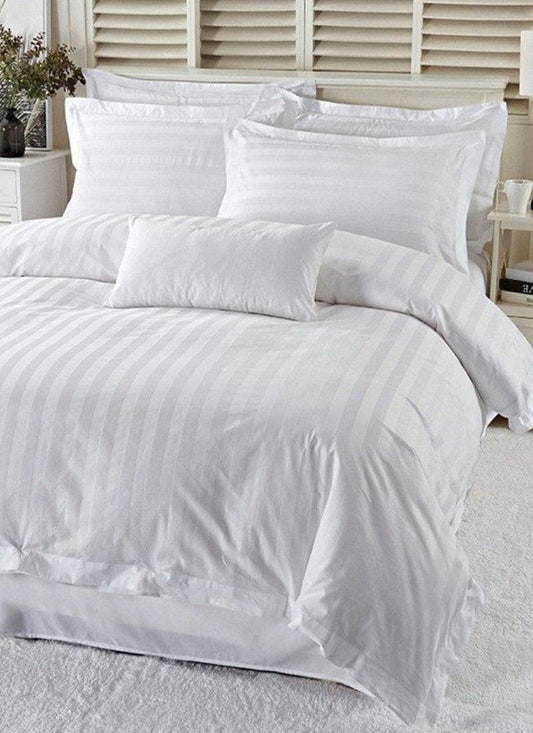 Microfibre Duvet Cover Satin Stripe Bedding Set Quilt Duvet Covers, Solid Soft & Comfy Bedding Cover Set Breathable Machine Wash