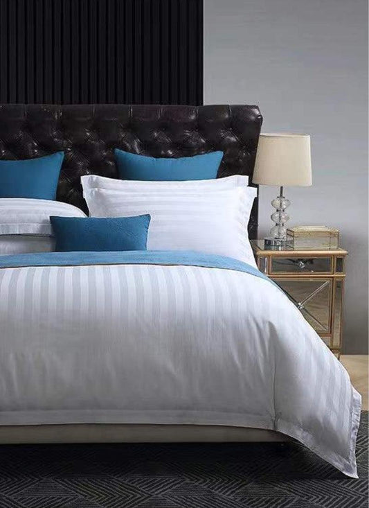 Microfibre Duvet Cover Satin Stripe Bedding Set Quilt Duvet Covers, Solid Soft & Comfy Bedding Cover Set Breathable Machine Wash