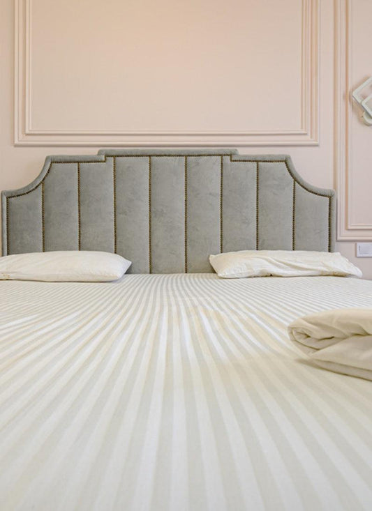 Fitted Sheet 300 Thread Count White Satin Stripe 100% Egyptian Cotton Hotel Quality