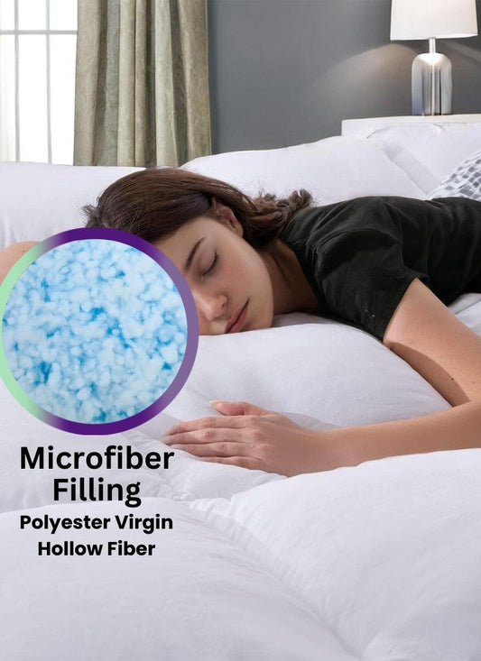 High Living Microfiber Mattress Topper 4 Inch/10cm Luxury Full Size Bed Soft Firm Pad, Box Stitched Elasticated Corner Straps