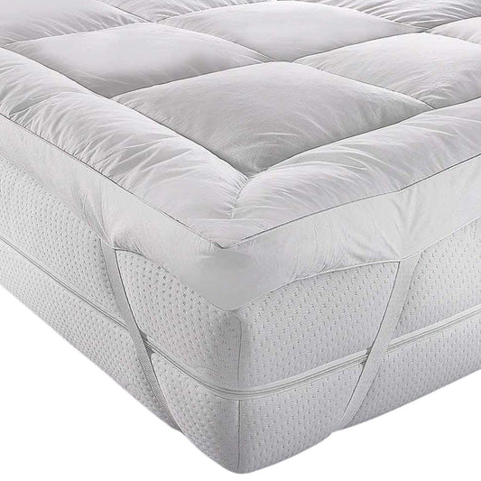 4AS Microfiber Mattress Topper 4 Inch/10cm Luxury Box Stitched Elasticated Corner Straps Quilted