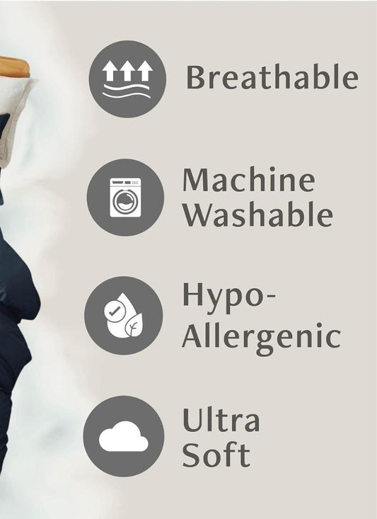 Double Duvet Cover - Plain Dyed Percale Duvet Quilt Cover Navy Solid Soft Double Bedding Duvet Cover Set with 2 Matching Pillowcases - Cream