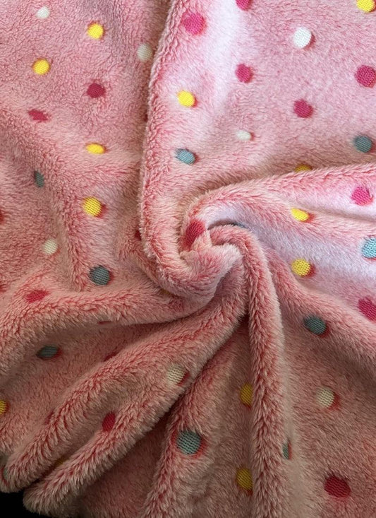 Teddy Bear Fleece Blanket Throw, Lightweight Polka Dot Blankets for Sofa,Couch,Bed,Super Soft Cozy
