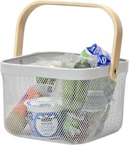 Fruit Basket Shower Handle Food Storage Fruit Steel Mesh Shopping Organiser Kitchen Metal - 4A's Global
