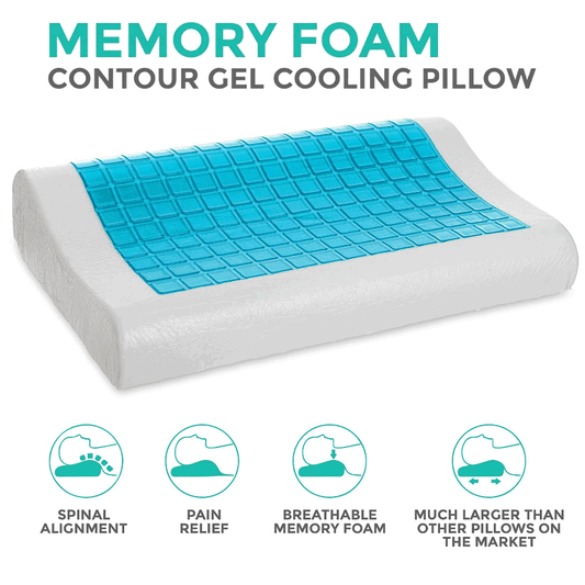 Memory Foam Gel Pillow Cooling Pillow Contoured Neck Back Support