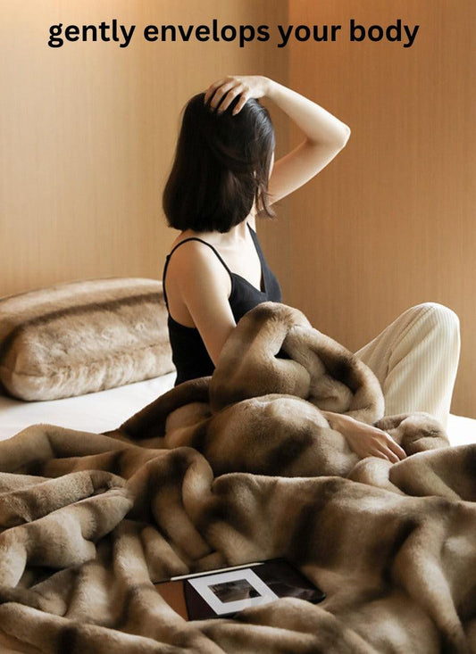 Faux Fur Rabbit Throw Soft & Comfy Material Roomie Design King Double Charcoal Silver warm plain fluffy blanket