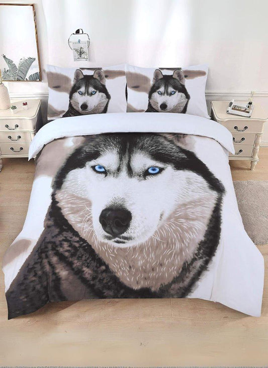 Microfiber Duvet Cover Set 3D Wolf Printed Egyptian Cotton Bedding Quilt Cover Set, with Pillow Cases Soft & Breathable, All Sizes Duvet Cover High Living