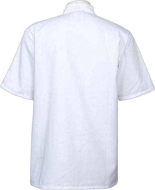 HighLiving White Chef Jacket with Short Sleeves, Pocket, & Mesh Back