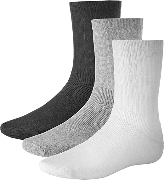 Pack of 15 Pairs - Men's Black, White, and Grey Cotton Rich Cushion Sole Sport Socks