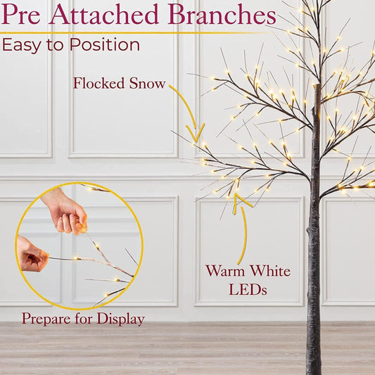 Outdoor LED Christmas Tree Warm white LED lights, snowy twig design,Indoor Outdoor flexible branches for shaping and styling Battery Operated 2ft, 5ft, 6ft
