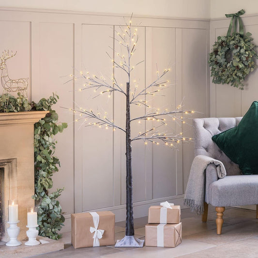 Outdoor LED Christmas Tree Warm white LED lights, snowy twig design,Indoor Outdoor flexible branches for shaping and styling Battery Operated 2ft, 5ft, 6ft