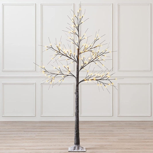 Outdoor LED Christmas Tree Warm white LED lights, snowy twig design,Indoor Outdoor flexible branches for shaping and styling Battery Operated 2ft, 5ft, 6ft
