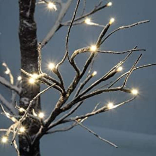 Outdoor LED Christmas Tree Warm white LED lights, snowy twig design,Indoor Outdoor flexible branches for shaping and styling Battery Operated 2ft, 5ft, 6ft