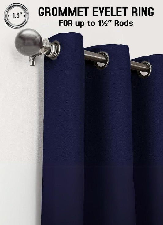 Thermal Thick Blackout Eyelet Ring Curtain - Blackout Curtains - Navy Blue