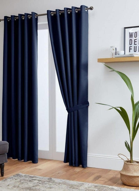 Thermal Thick Blackout Eyelet Ring Curtain - Blackout Curtains - Navy Blue