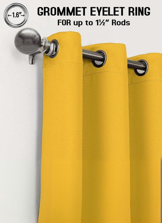 Thermal Thick Blackout Eyelet Ring Curtain - Blackout Curtains - Ochre Yellow