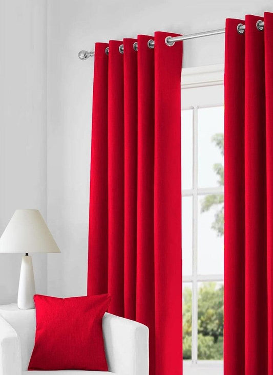 Thermal Thick Blackout Eyelet Ring Curtain - Blackout Curtains - Red