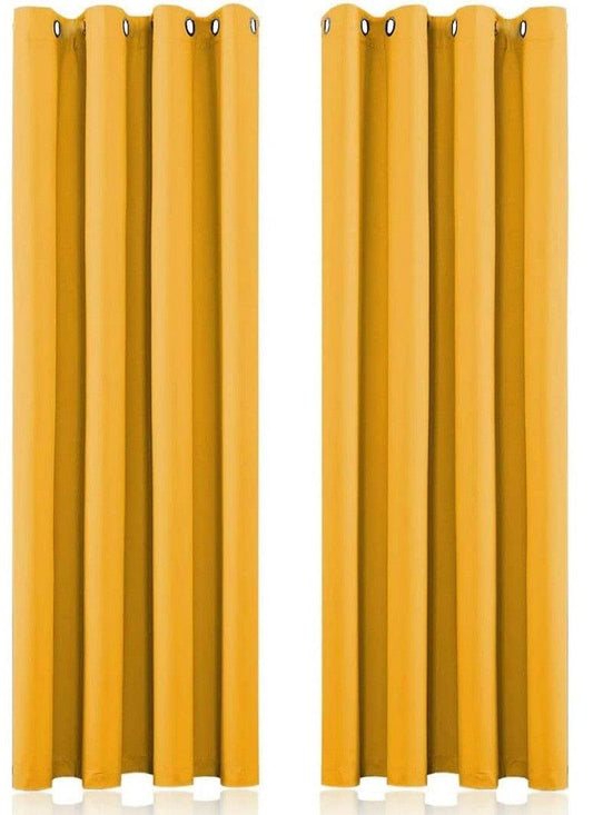 Thermal Thick Blackout Eyelet Ring Curtain - Blackout Curtains - Ochre Yellow