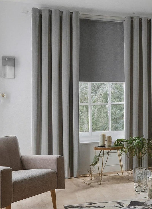 Thermal Thick Blackout Eyelet Ring Curtain - Blackout Curtains Silver